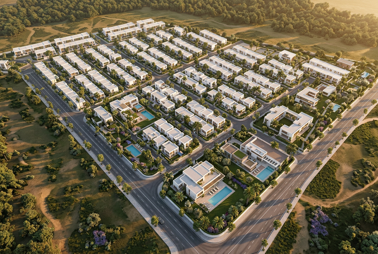 Rendu 3D du lotissement de villas CityZen Bouskoura